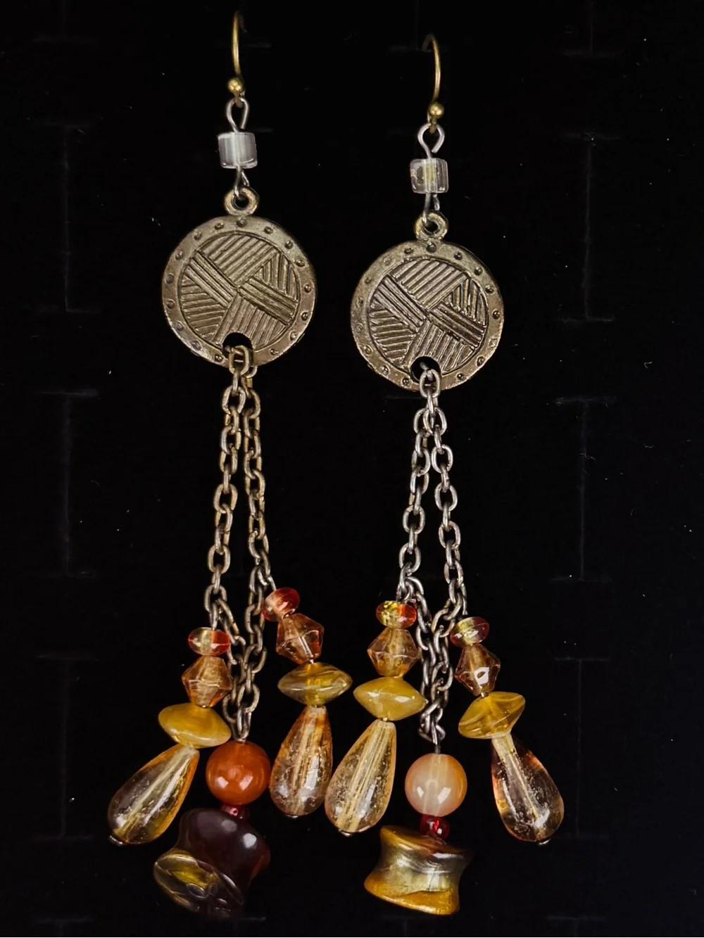Vintage Bohemian chic long dangle pierced earrings